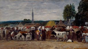 Kermis in Bretagne, 1874 door Eugene Louis Boudin